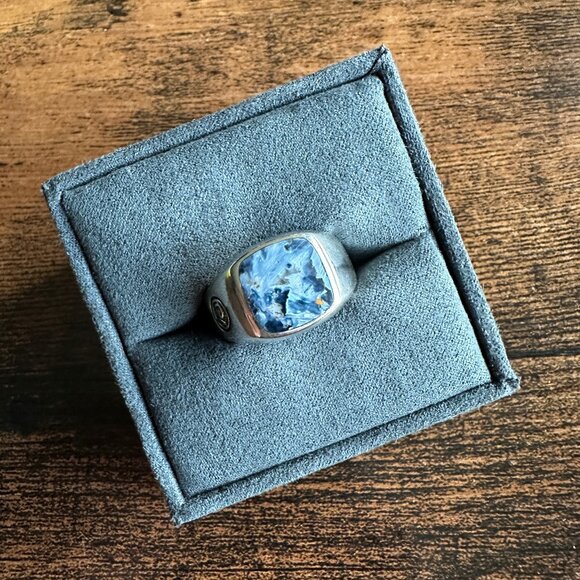 David Yurman Streamline Signet Cushion Ring in Pietersite - Size 10 - Picture 1 of 13